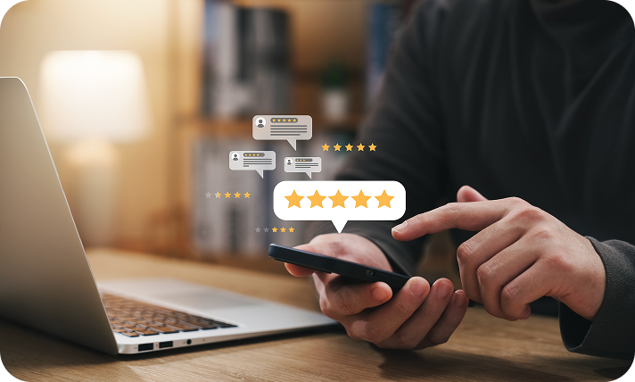Avaliações e feedbacks de clientes em tempo real